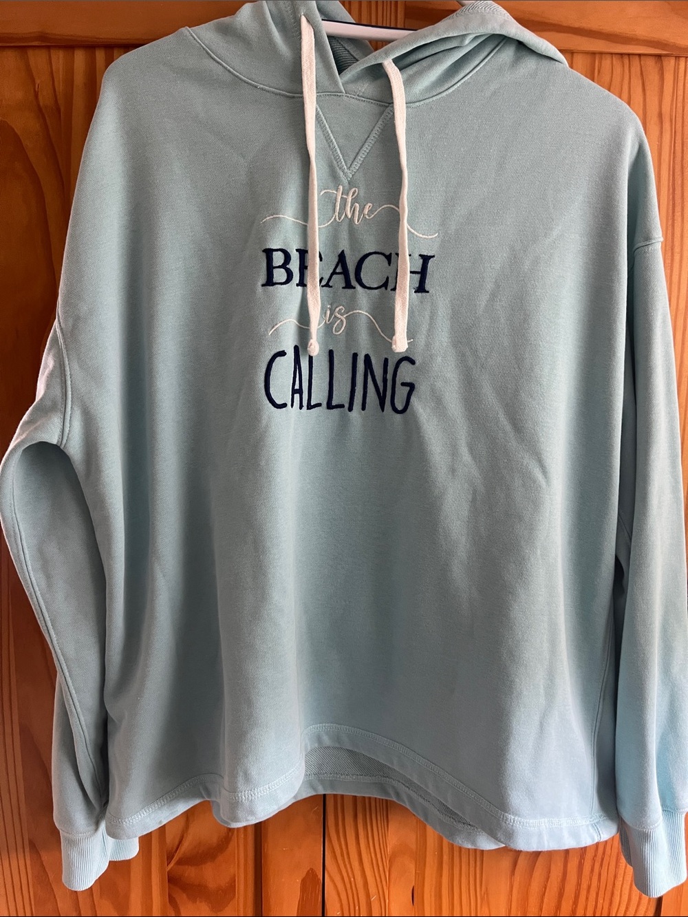 Women's Light Blue 'Beach Is Calling' Hooded Sweatshirt